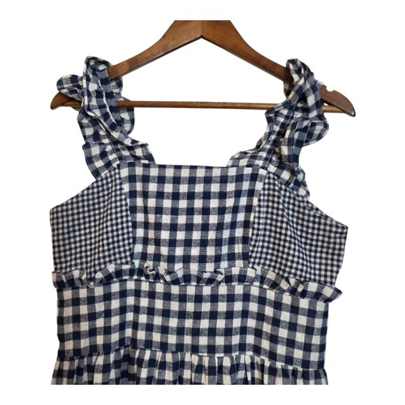 Stylish Blue Gingham Midi Dress - Picture 3 of 15